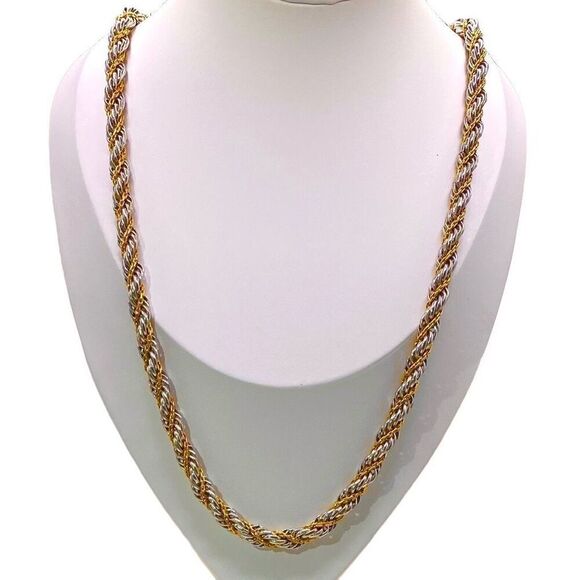 AWA Vintage Monet Gold & Silver Weaved Necklace - Picture 1 of 8